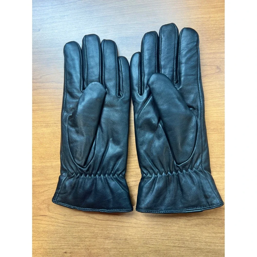 Women's Black Genuine Leather Gloves XL Fleece Lining Touch Screen XL Sheepskin
